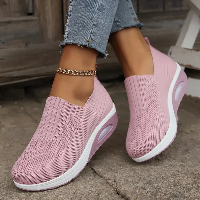 Women’s Air Cushion Orthopedic Walking Shoes – Slip-On, Breathable, and Non-Slip