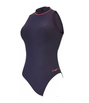 WOMEN'S CABLE ZIPPED HIGHNECK SWIMSUIT