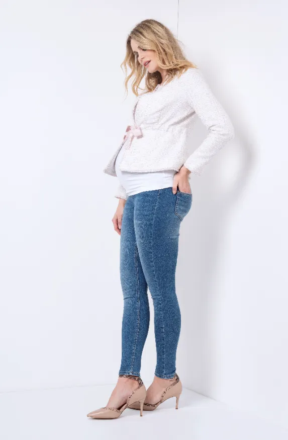Women's Denim Blue Seraphine over the bump skinny fit maternity jeans