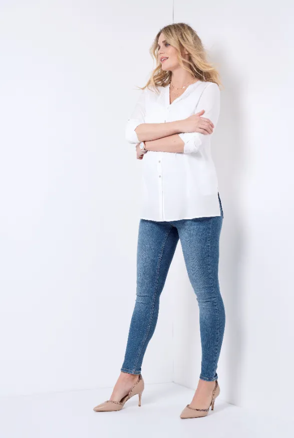 Women's Denim Blue Seraphine over the bump skinny fit maternity jeans