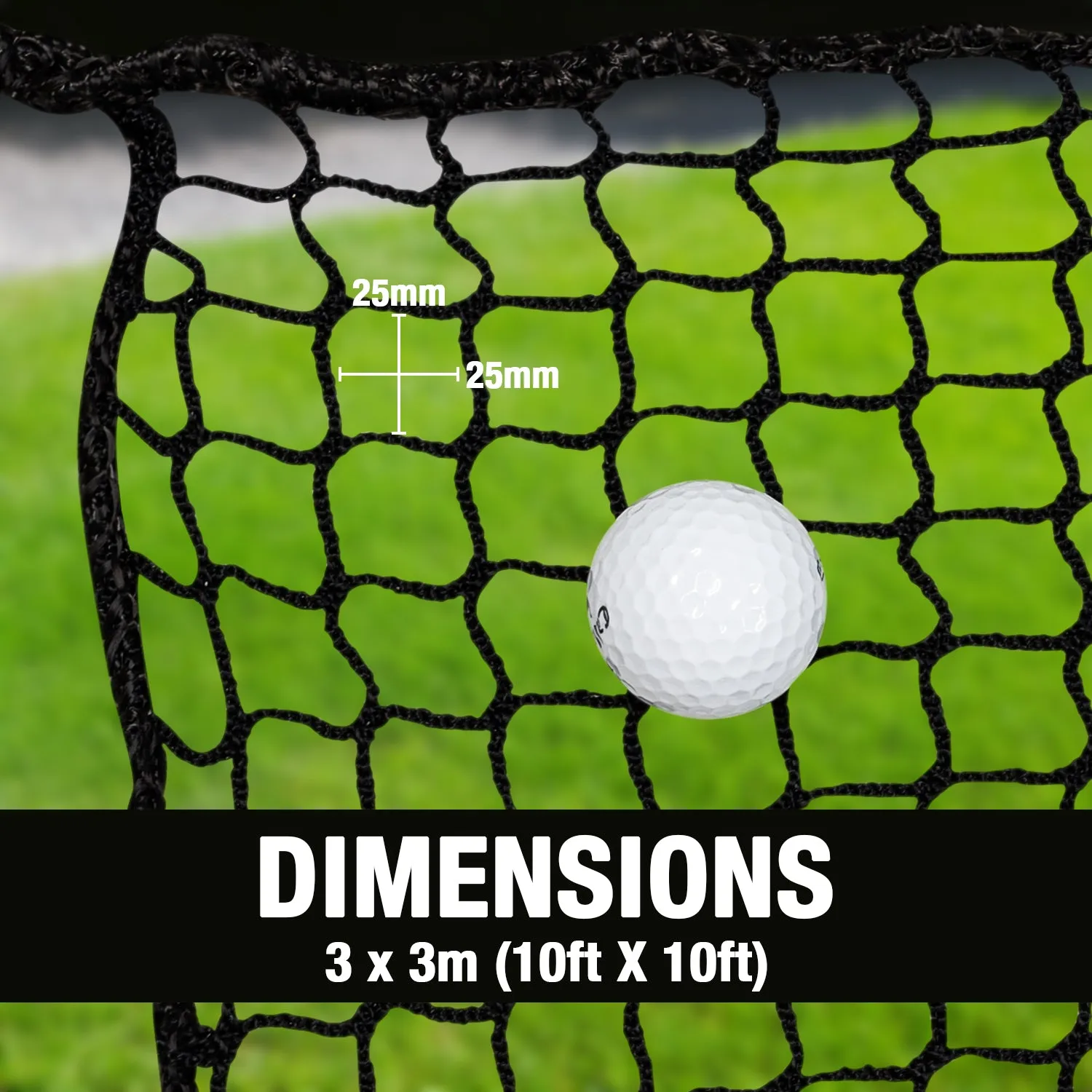 Woodside 3m x 3m Outdoor Golf Practice Net, 10ft Sports Barrier Netting