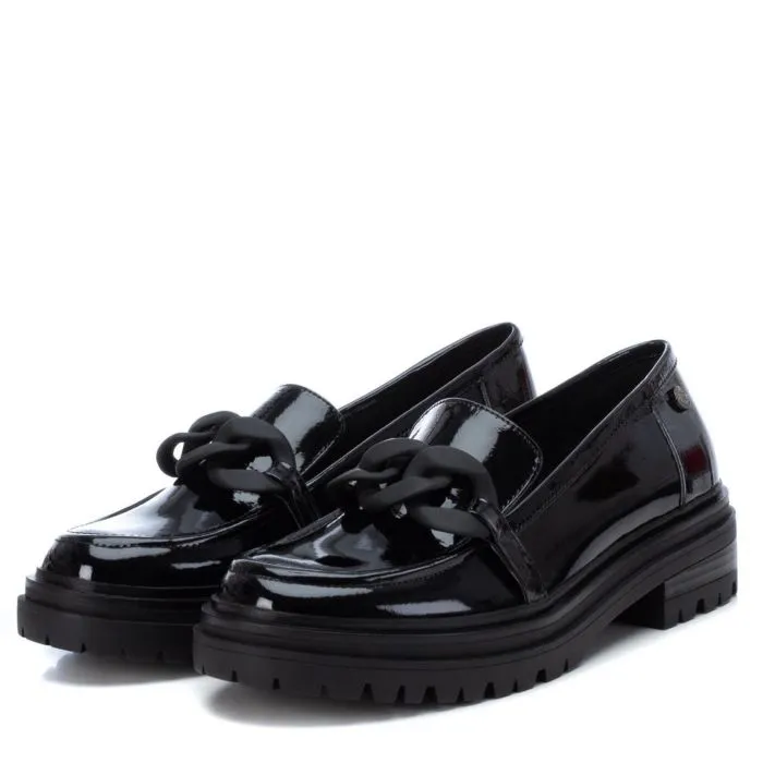 Xti Black Shiny Chain Feature Shoes