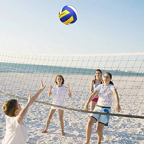 YANYODO Official Size 5 Volleyball, Soft Indoor Outdoor Volleyball for Game Gym Training Beach Play,Yellow/White/Blue Yellow Print