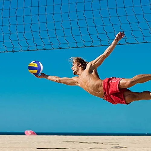 YANYODO Official Size 5 Volleyball, Soft Indoor Outdoor Volleyball for Game Gym Training Beach Play,Yellow/White/Blue Yellow Print