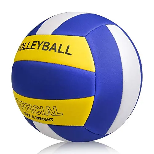 YANYODO Official Size 5 Volleyball, Soft Indoor Outdoor Volleyball for Game Gym Training Beach Play,Yellow/White/Blue Yellow Print
