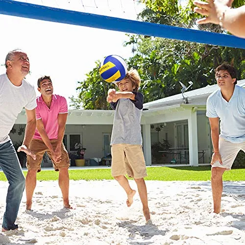 YANYODO Official Size 5 Volleyball, Soft Indoor Outdoor Volleyball for Game Gym Training Beach Play,Yellow/White/Blue Yellow Print