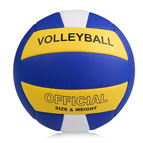 YANYODO Official Size 5 Volleyball, Soft Indoor Outdoor Volleyball for Game Gym Training Beach Play,Yellow/White/Blue Yellow Print
