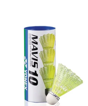 Yonex Mavis 10 Badminton Nylon Shuttles / Shuttlecocks Yellow - Set of 3