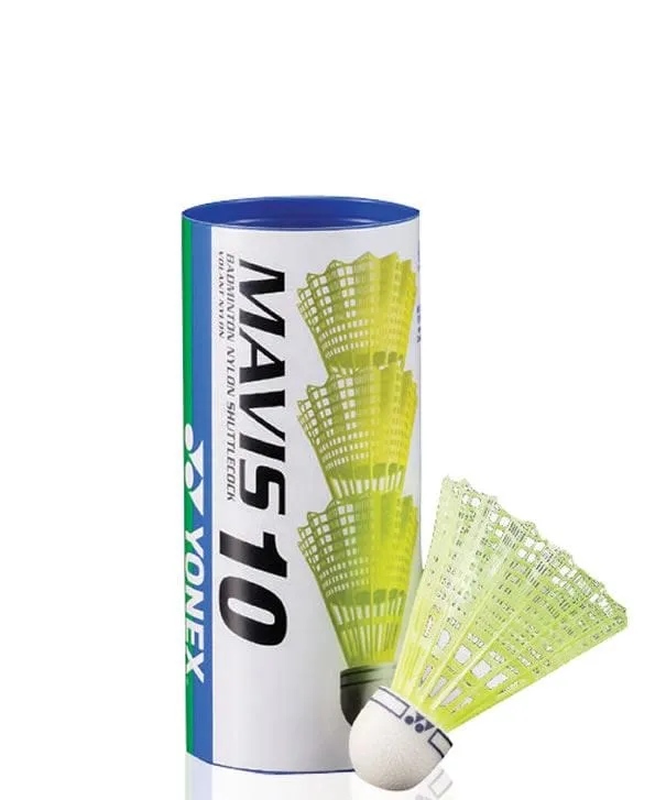 Yonex Mavis 10 Badminton Nylon Shuttles / Shuttlecocks Yellow - Set of 3