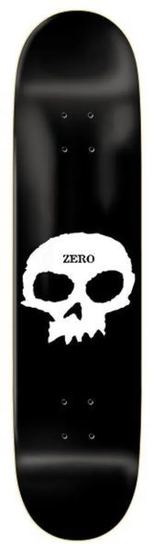 Zero Skateboard Single Skull Black White Skateboard Deck - 7.5"