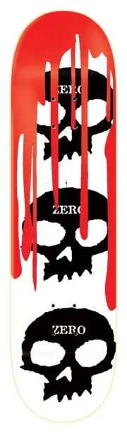 Zero Skateboard Skull Blood White Black Red Skateboard Deck - 8.125"